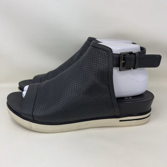 Eileen Fisher Snug Stretch Peep Toe Leather Bootie Sandals Black Women’s Size 8 - Picture 2 of 8